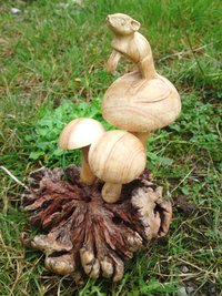 Wooden Mouse on Mushroom