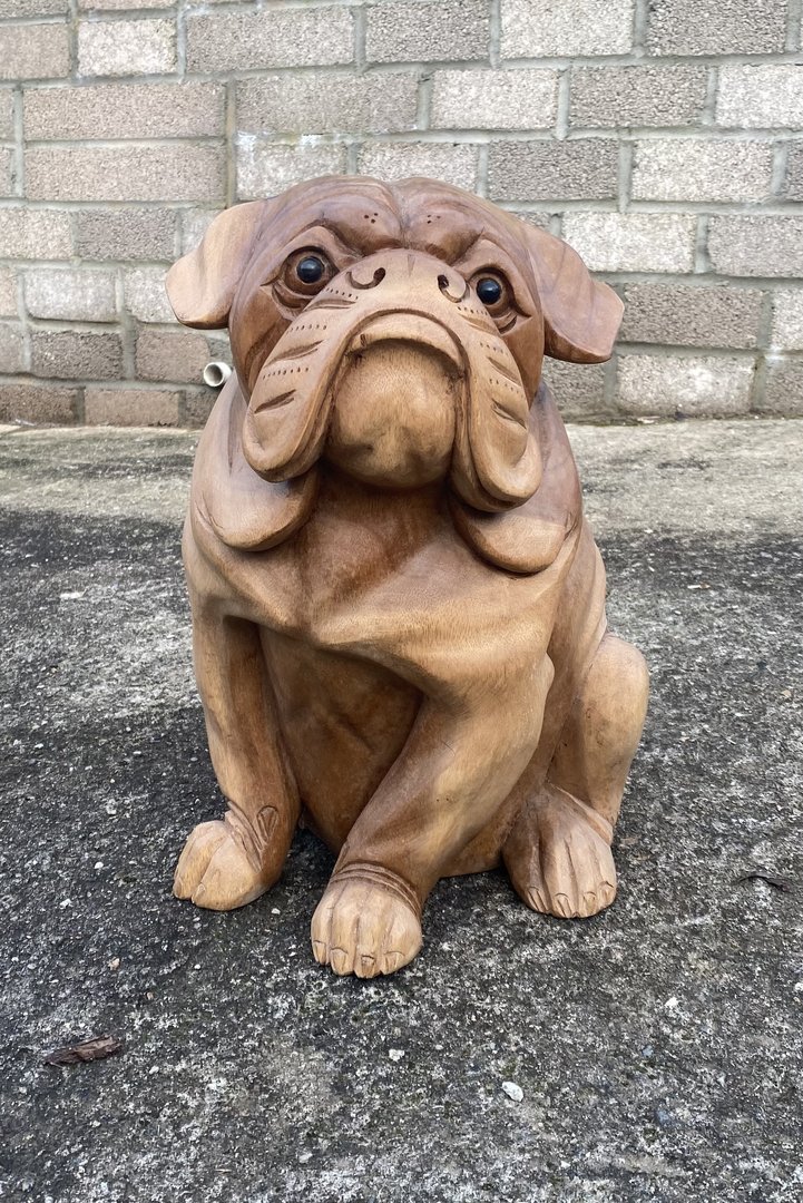 Wooden Bulldog Wood Carving