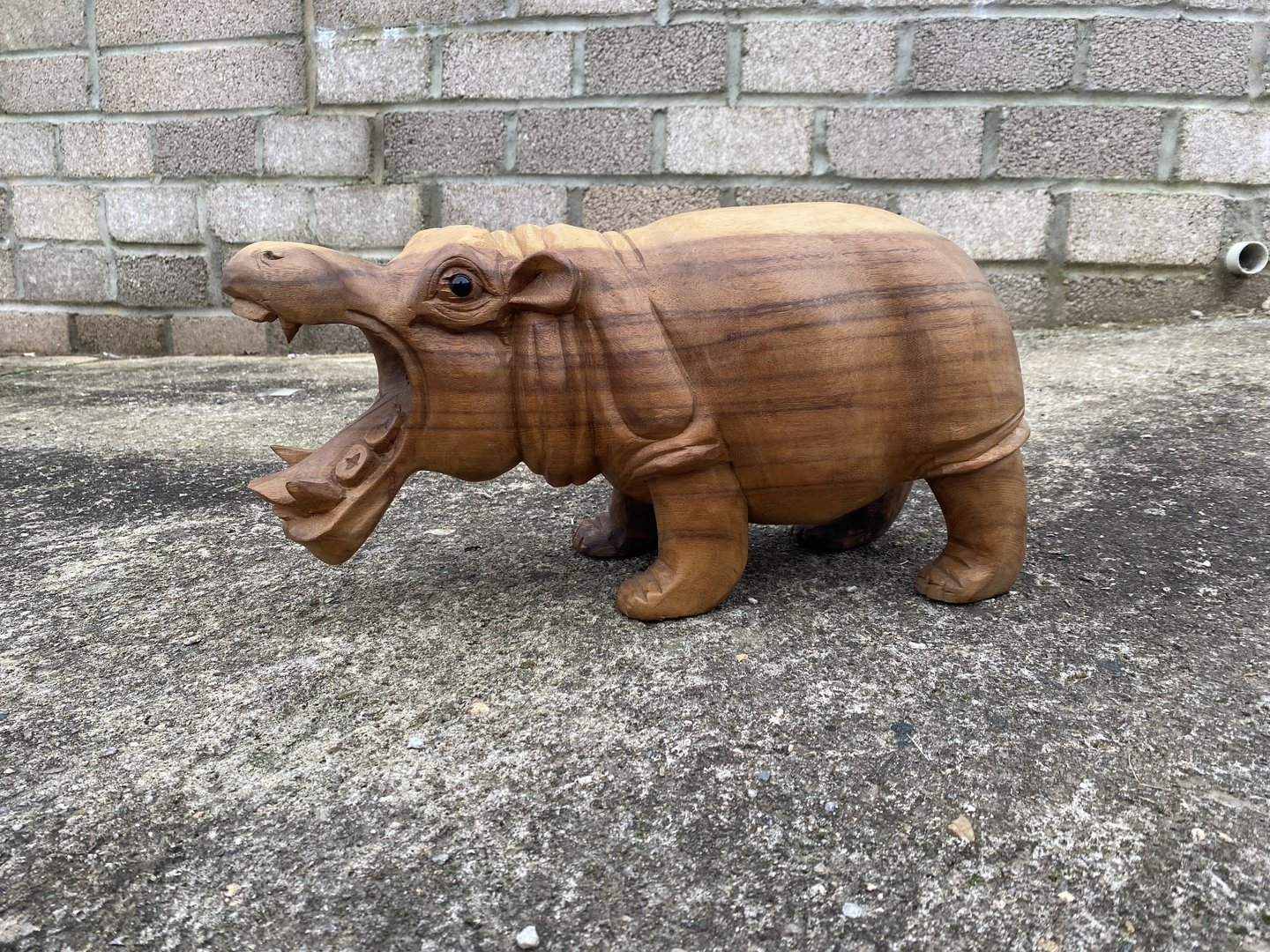 Wooden Hippo Wood Carving 42cm