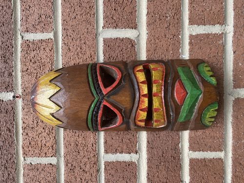 Wooden Tiki Mask Man 30cm